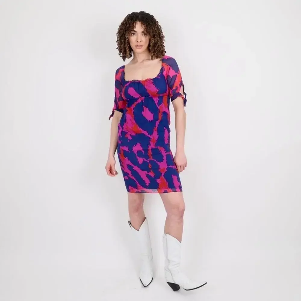 Diane von Furstenberg Maximailst Funky 100% Silk Leopard Animal Print Dress M - Picture 3 of 10